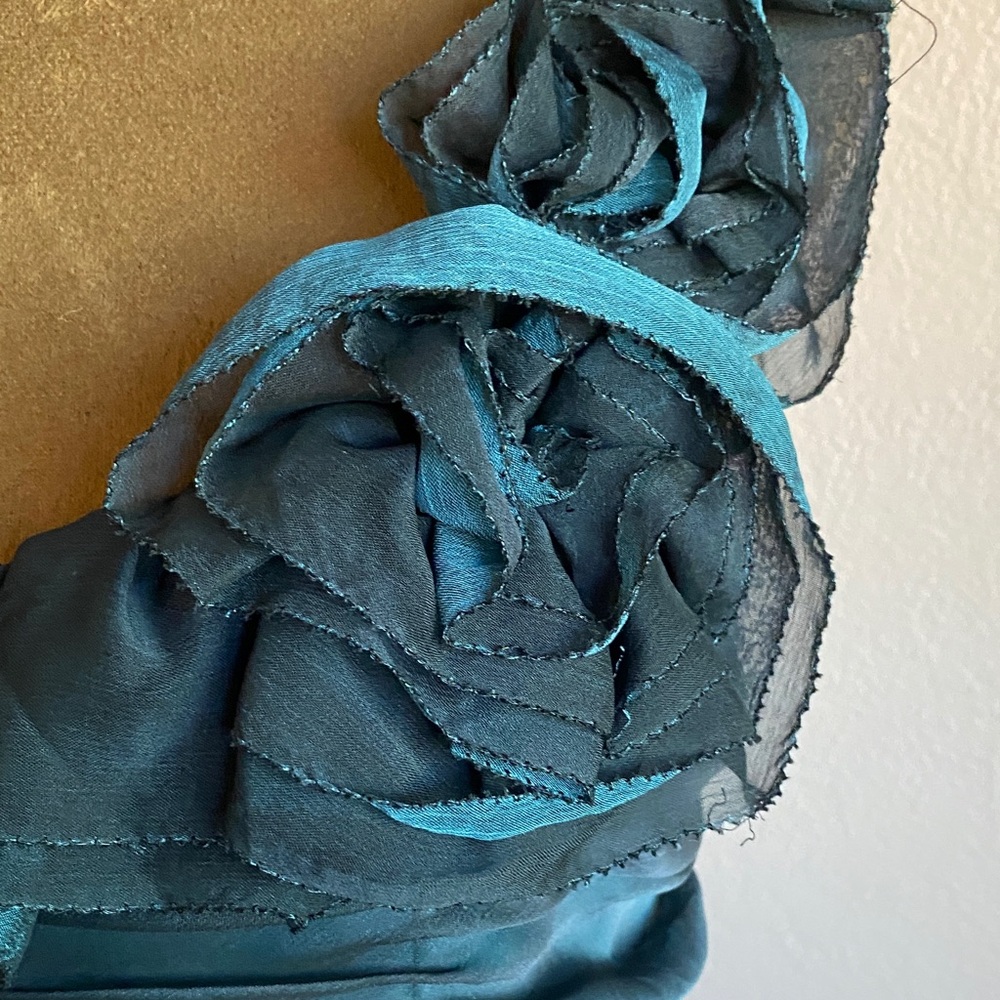 ADRIANA PAPELL Boutique Teal Ruffled Midi Dress - Picture 6 of 16